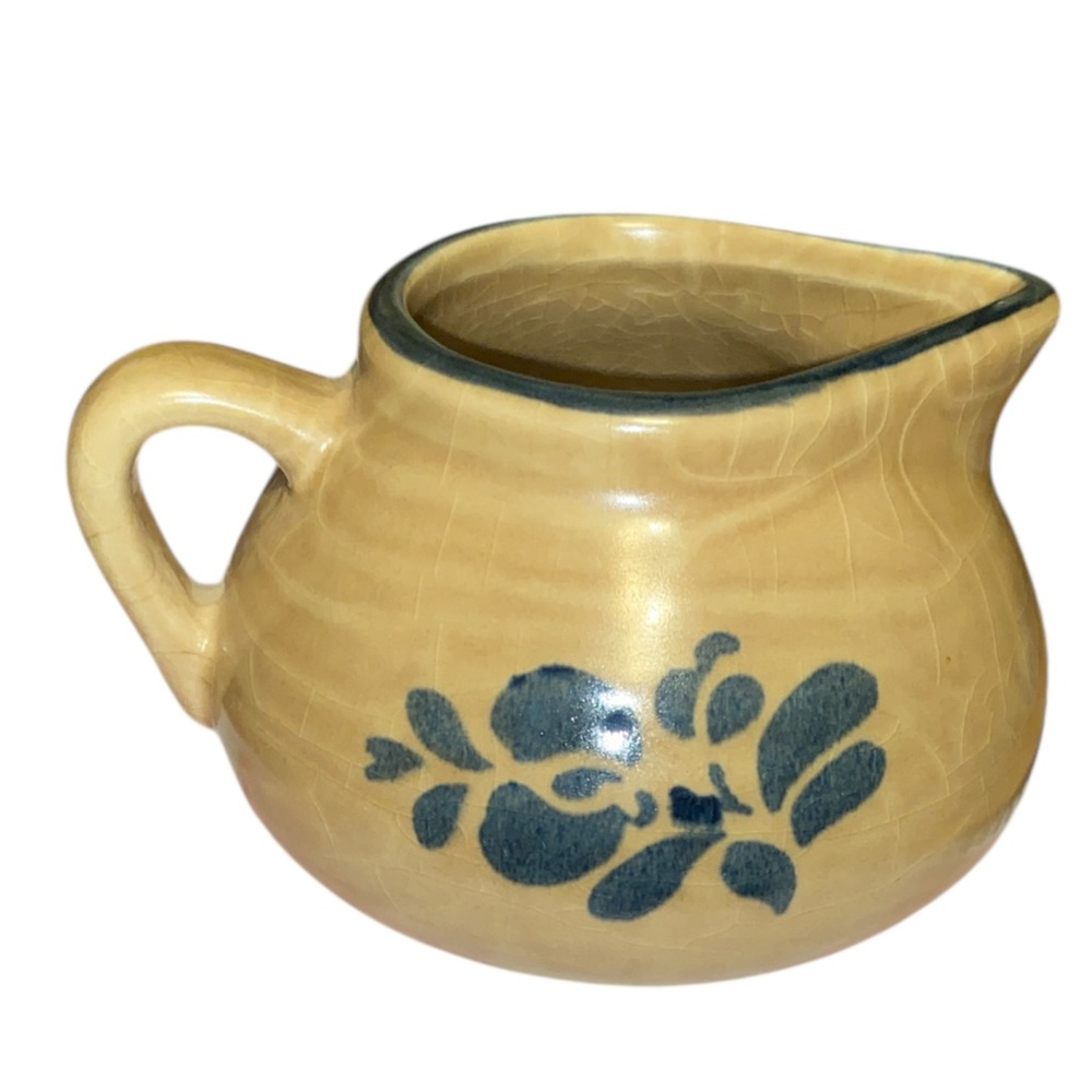 Rustic Tan and Blue Ceramic Pitcher gravy - Picture 4 of 5